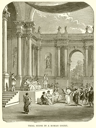 Rechtszaak in een Romeinse rechtbank door English School