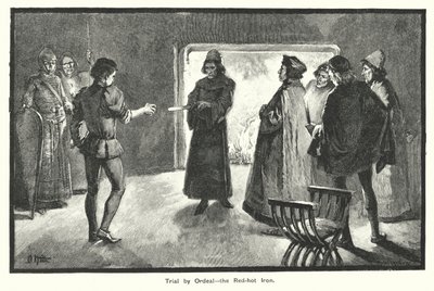 Beproeving door Orde, het gloeiend hete ijzer (gravure) door English School