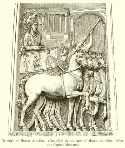 Triomf van Marcus Aurelius. (Bas-reliëf op de Boog van Marcus Aurelius. Uit het Capitool Museum) door English School