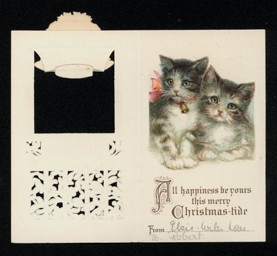 Twee kittens, kerstwenskaart door English School