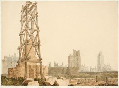 Tynemouth Priory en vuurtoren vanaf het Collingwood Memorial door English School