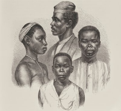 Typen van de Loango Kust, uit De Geschiedenis van de Mensheid, Vol.III, door Prof. Friedrich Ratzel, 1898 door English School