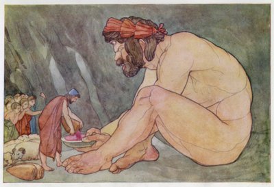 Odysseus geeft Wijn aan de Cycloop door English School