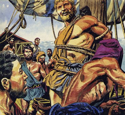 Ulysses beval de bemanning hem hand en voet aan de mast te binden door English School