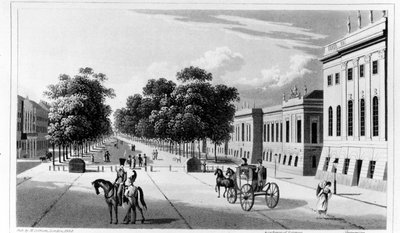 Unter den Linden, uit St. Petersburg: A Journal of Travels to and from that Capital door A.B. Granville, gepubliceerd in 1828 door English School