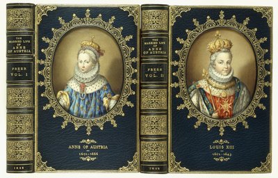 Bovenomslag set, met twee ovale portretten van Anne van Oostenrijk en Lodewijk XIII, 1865 door English School