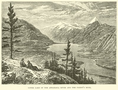 Bovenmeer van de Athabasca Rivier en de priestersrots door English School