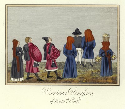 Verschillende kleding van de 15e eeuw door English School