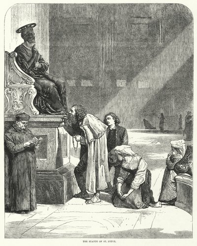 Vaticaan, Sint-Pieter, het kussen van de tenen van het standbeeld van Sint-Pieter door English School
