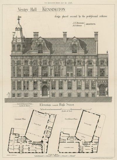 Vestry Hall, Kensington, ontwerp tweede geplaatst door de professionele scheidsrechter door English School