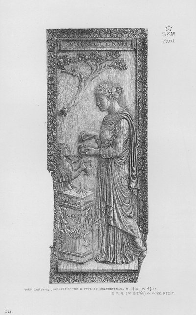 Victoria en Albert Museum: Ivoor snijwerk, een blad van de Diptychon Meleretense door English School