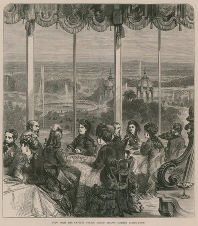 Uitzicht vanuit de Crystal Palace Grand Saloon zomer eetkamer door English School