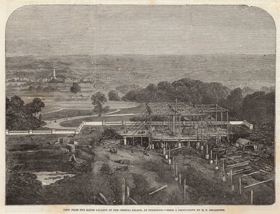 Uitzicht vanaf de zuidelijke galerij van het Crystal Palace in Sydenham door English School