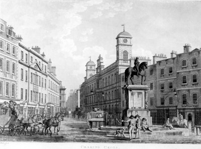 Zicht in Charing Cross richting Northumberland House, 1795 door English School