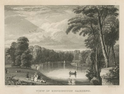 Uitzicht in Kensington Gardens, Londen door English School