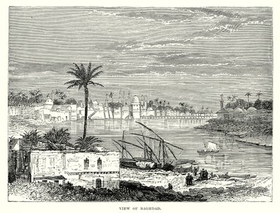 Gezicht op Bagdad (gravure) door English School