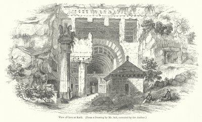 Uitzicht op Grot bij Karli (gravure) door English School