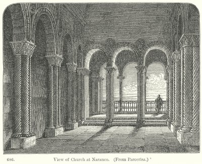 Gezicht op de kerk van Naranco (gravure) door English School