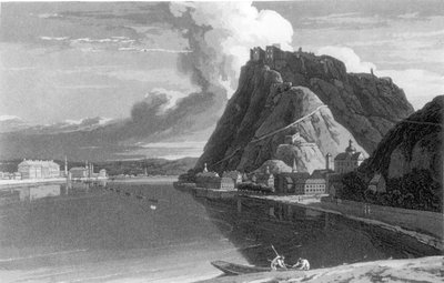 Zicht op Ehrenbreitstein en Koblenz, uit Een Rondreis door Holland, langs de Rechter- en Linkeroevers van de Rijn naar Zuid-Duitsland door Sir John Carr, gepubliceerd 1807 door English School