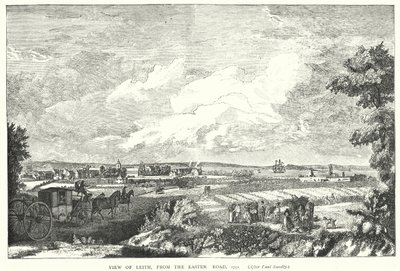 Uitzicht op Leith, vanaf de Easter Road, 1751 door English School