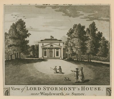 Uitzicht op het huis van Lord Stormont nabij Wandsworth in Surrey door English School