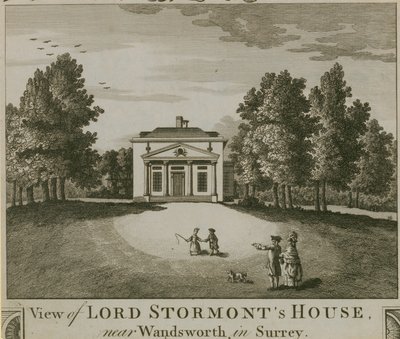 Uitzicht op het huis van Lord Stormont nabij Wandsworth in Surrey door English School