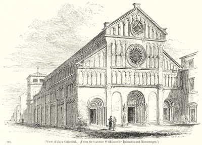 Gezicht op de kathedraal van Zara (gravure) door English School