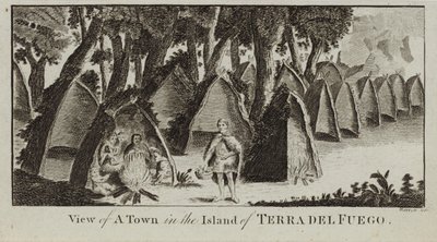 Uitzicht op een stad op het eiland Terra del Fuego door English School