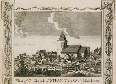 Uitzicht op de Kerk van St Pancras in Middlesex, Londen door English School