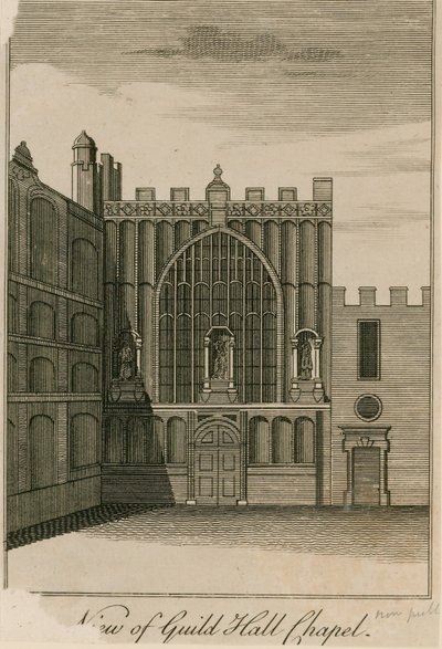Uitzicht op de Guildhall Kapel, Londen door English School