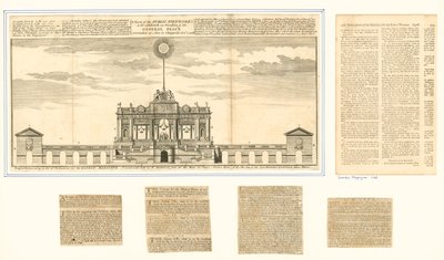 Uitzicht op het openbare vuurwerk voor de Vrede van Aken 1749 door English School