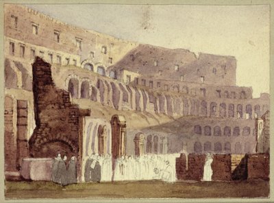Zicht op het Romeinse Colosseum, ca. 1800 door English School