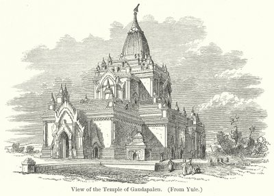 Gezicht op de Tempel van Gaudapalen (gravure) door English School