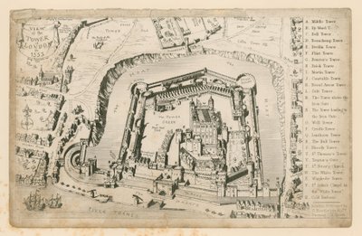 Uitzicht op de Tower of London in 1553 door English School