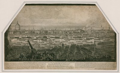 Uitzicht op de begrafenisstoet van admiraal Lord Nelson toen hij van Greenwich naar Whitehall werd gebracht door English School