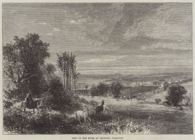 Uitzicht op de rivier bij Asuncion, Paraguay (gravure) door English School