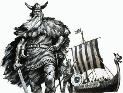 Viking en langschip door English School