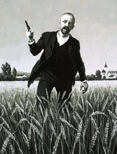 Vincent Van Gogh loopt door een korenveld naar zijn dood door English School