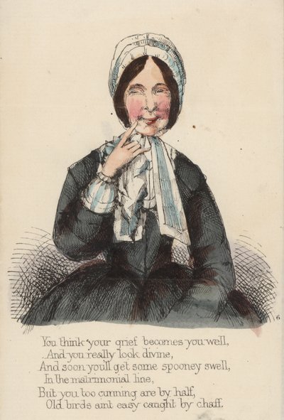 Valentijnskaart met azijn (kleurenlitho) door English School