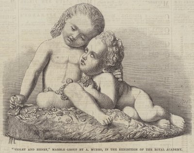 "Violet en Henry," Marmeren Groep door A Munro, in de Tentoonstelling van de Koninklijke Academie door English School