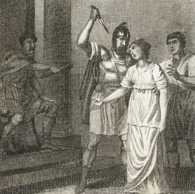 Virginius doodt zijn dochter om haar te bevrijden van de macht van Appius (gravure) door English School