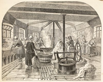 Wasserij in de Brixton-gevangenis, illustratie uit The Criminal Prisons of London and Scenes from Prison Life door Henry Mayhew en John Binny, uitgegeven 1862 door English School