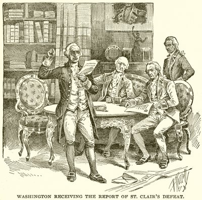 Washington ontvangt het verslag van St. Clairs nederlaag door English School