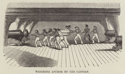 Anker wegen bij de kaapstander (gravure) door English School