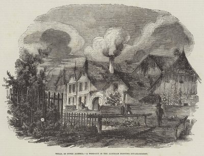 Wells, in Opper-Oostenrijk, een houtsnede in de Oostenrijkse drukkerij door English School
