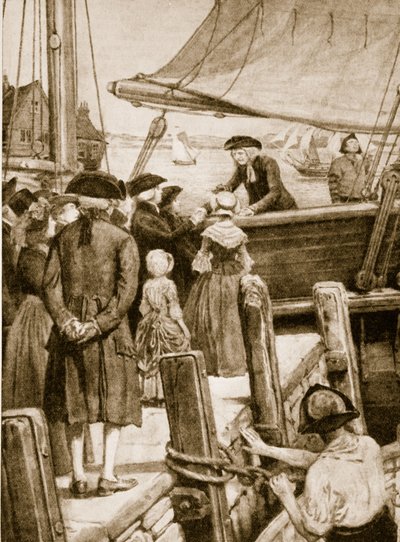 Wesley aan boord van The Prince of Wales in 1787 neemt afscheid van de Ieren door English School