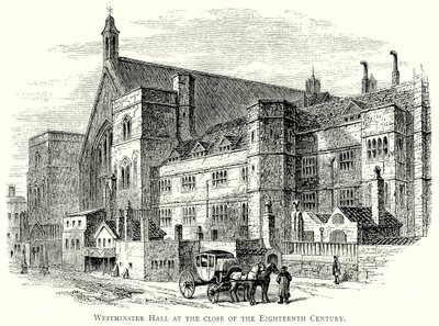 Westminster Hall aan het einde van de achttiende eeuw (gravure) door English School
