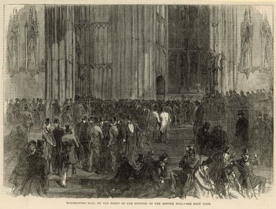 Westminster Hall op de avond van de verdeling over het hervormingsvoorstel door English School