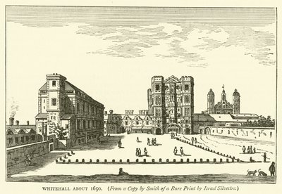 Whitehall rond 1650, uit een kopie door Smith van een zeldzame prent van Israel Silvestre door English School