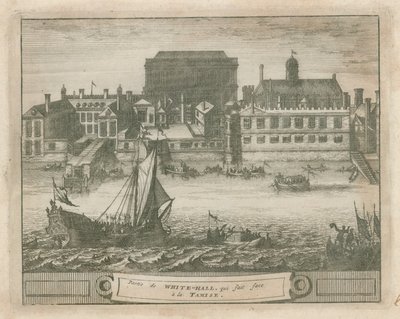 Whitehall vanaf de rivier de Theems door English School